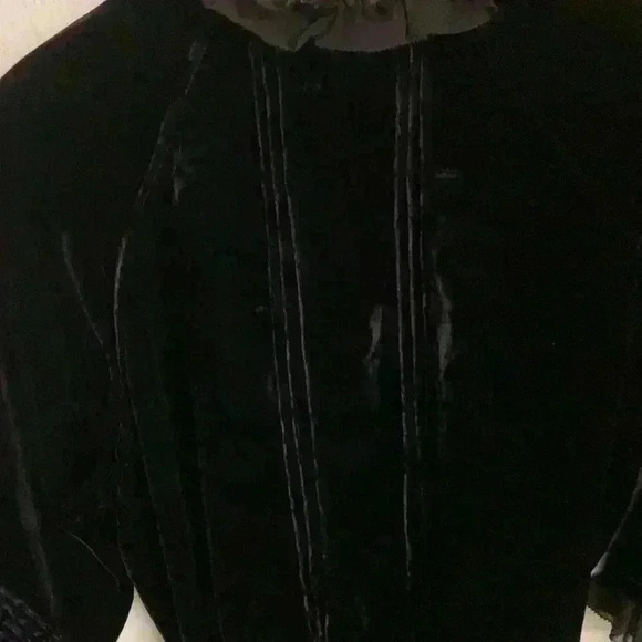 Vivienne Tam Regencycore Silk Blend Black Velvet Appliqué Tie Waist Top Size S - Picture 12 of 15